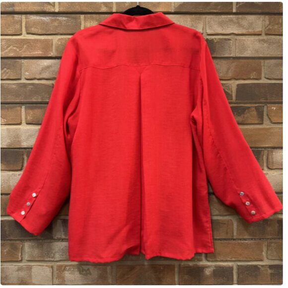 Fridaze - Linen Redefined AA59 - Fun Buttons Linen Tunic Lagenlook Shirt Size XL - Picture 3 of 9